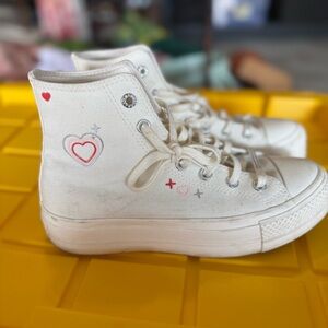 WomenEgret/fever dream double stacked converse y2k heart RARE rhinestone detail